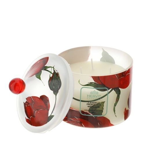 Hervit - Candela profumata rose Baccarat bianca 29711