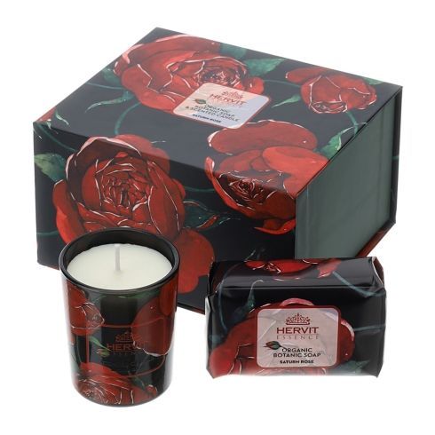 Hervit - Set candela e sapone rose Baccarat nero 29714