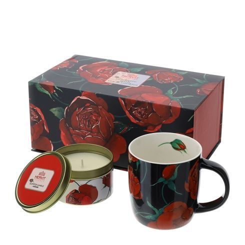 Hervit - Set Candela con Mug porcellana rose Baccarat nero 29716