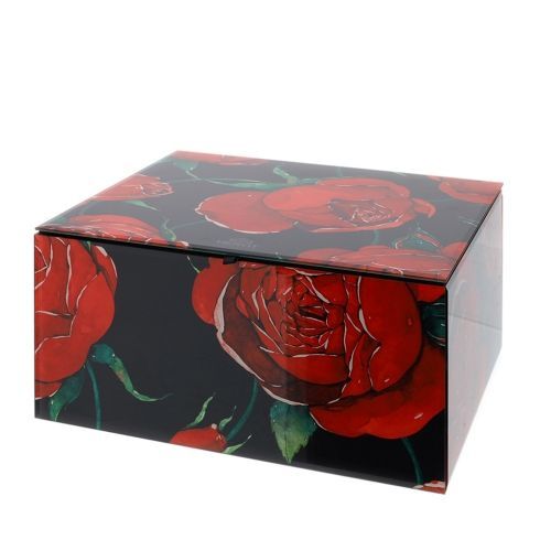 Hervit - Cofanetto legno e vetro Rose Baccarat nero grande 29739