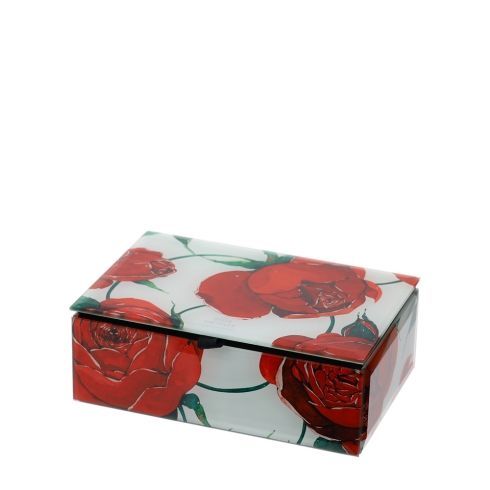 Hervit - Cofanetto legno e vetro rose Baccarat bianco 29737