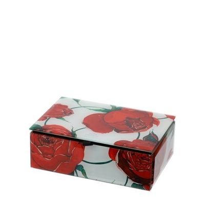 Hervit - Cofanetto legno e vetro rose Baccarat bianco 29737