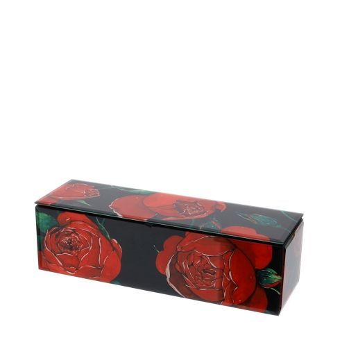Hervit - Cofanetto legno e vetro rettangolare Rose Baccarat nero 29740