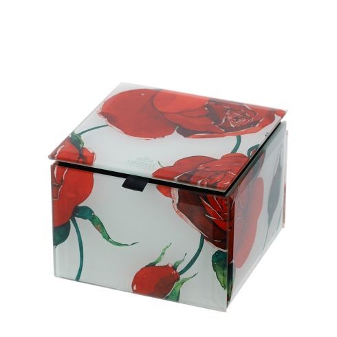 Hervit - Cofanetto legno e vetro Rose Baccarat bianco 29746