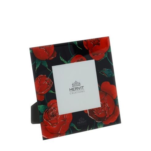 Hervit - Cornice in vetro quadrata Rose Baccarat nero 29750