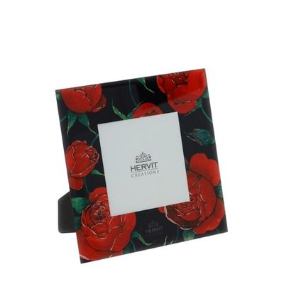 Hervit - Cornice in vetro quadrata Rose Baccarat nero 29750