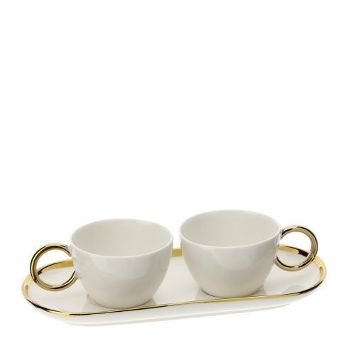 Hervit - Set Tete a Tete caffè con anello oro 29879