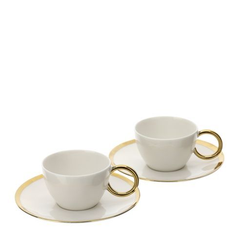 Hervit - Set 2 tazzine caffè con anello oro 29878