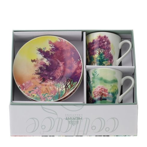 Hervit - Box 2 Tazzine Caffè con piattino Linea Cottage 30040