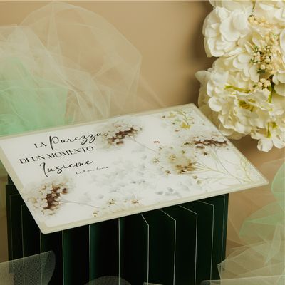 Tagliere in vetro con decoro floreale verde