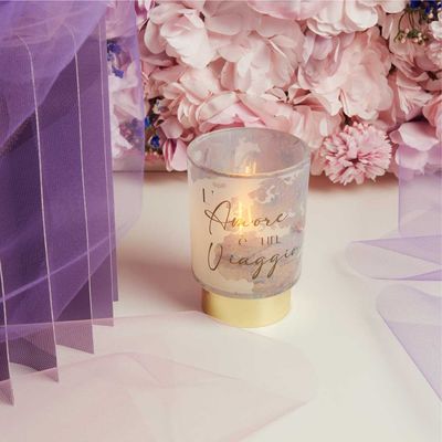 Lampada a led con decoro mondo