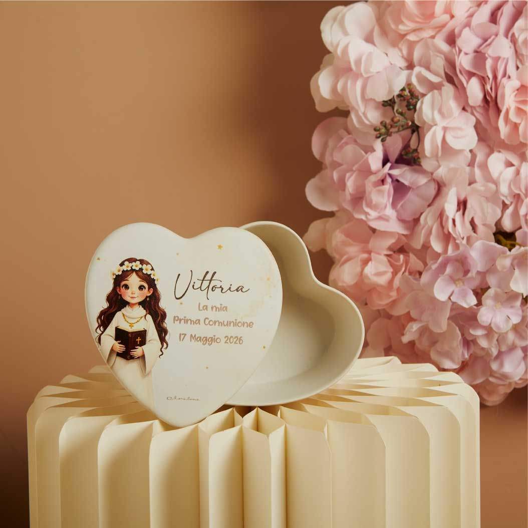 Scatola a forma di cuore comunione femmina