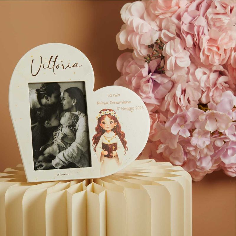 Portafoto cuore comunione femmina