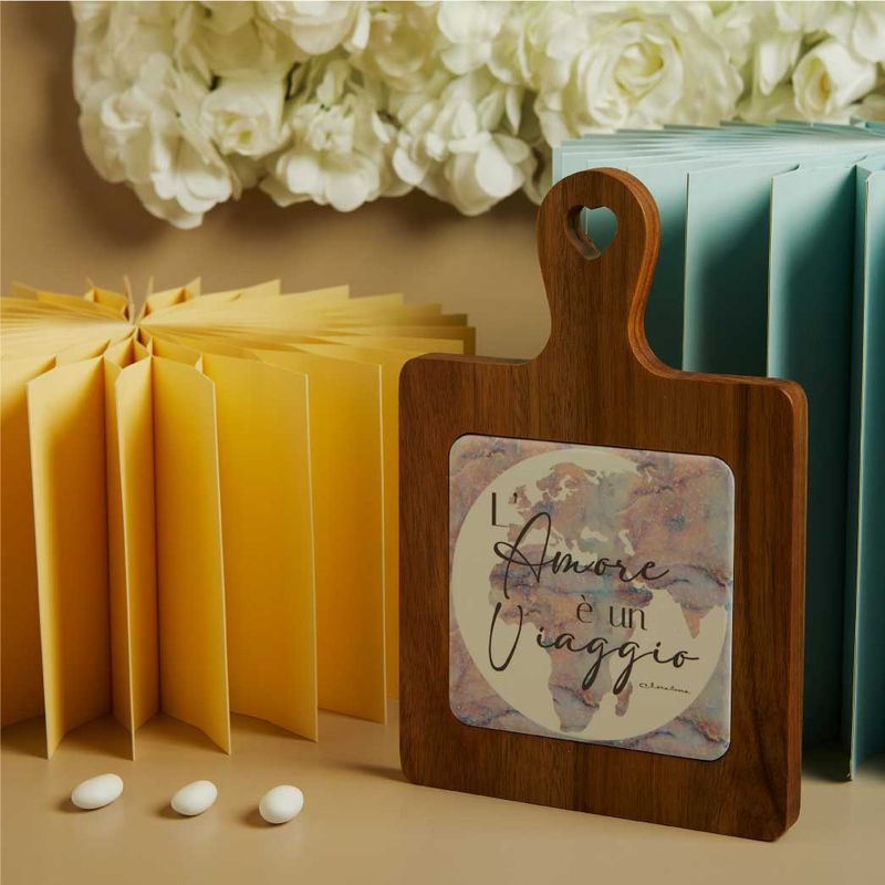 Tagliere acacia decoro mondo o amore