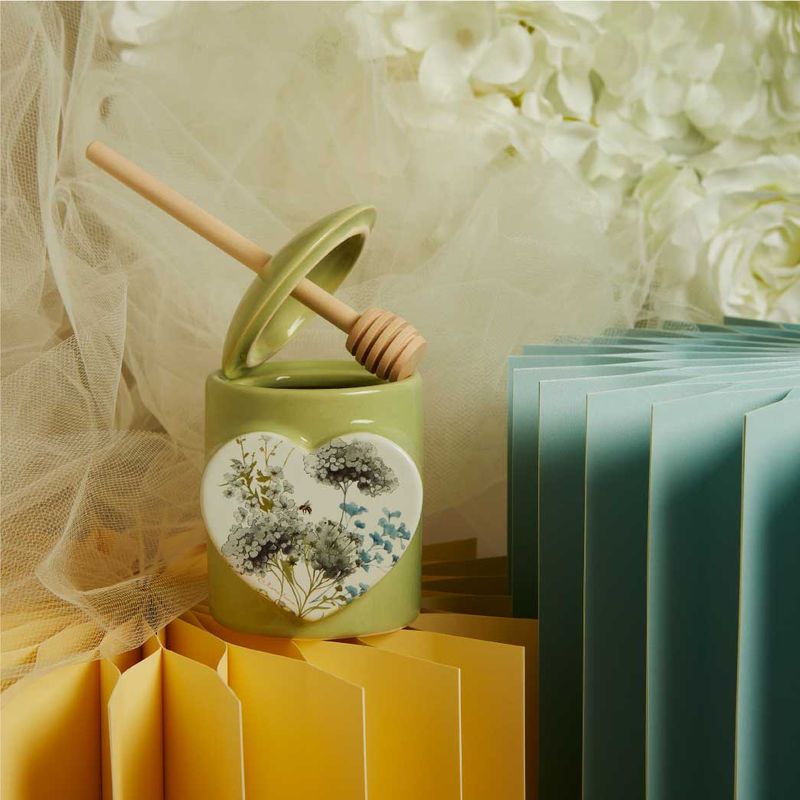 Porta miele con spargimiele decoro floreale