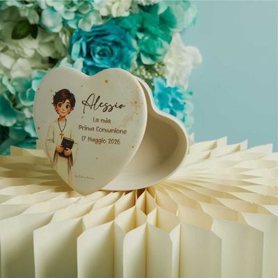 Scatola a forma di cuore comunione maschio