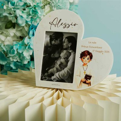 Portafoto cuore comunione maschio