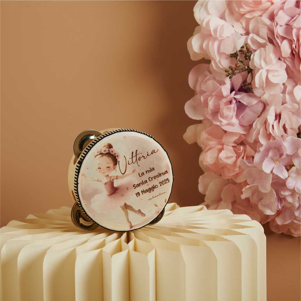 Tamburello battesimo tema ballerina