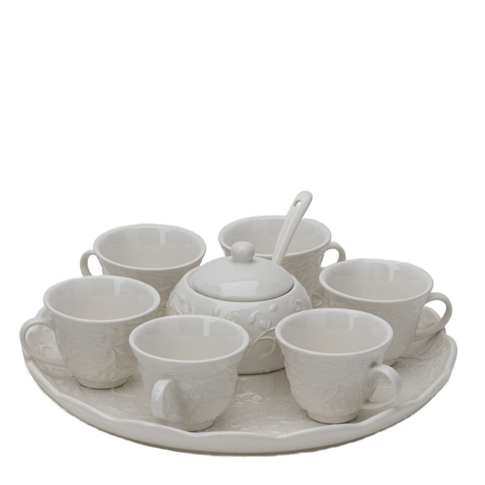 Vassoio 6 tazzine caffè porcellana