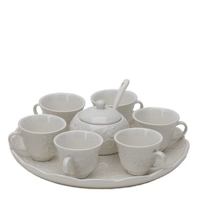 Vassoio 6 tazzine caffè porcellana