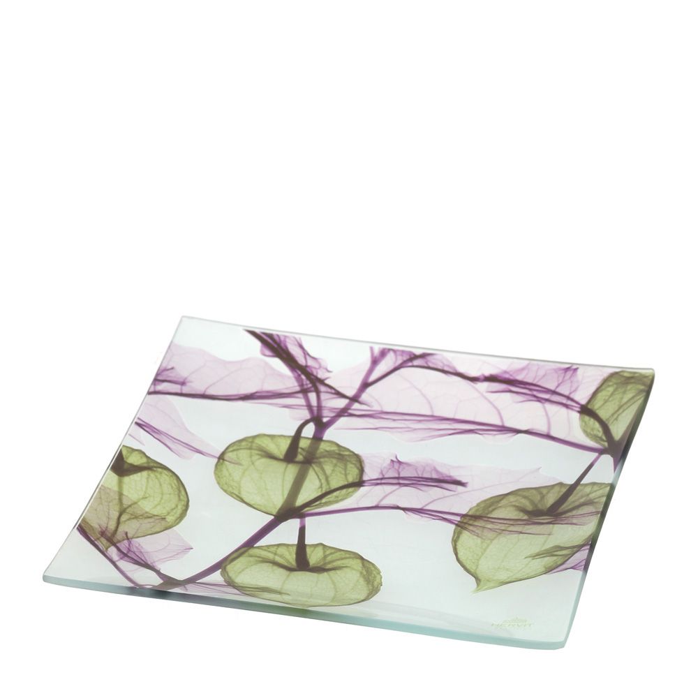 PIATTO VETRO ALKEKENGI VERDE 20X20CM