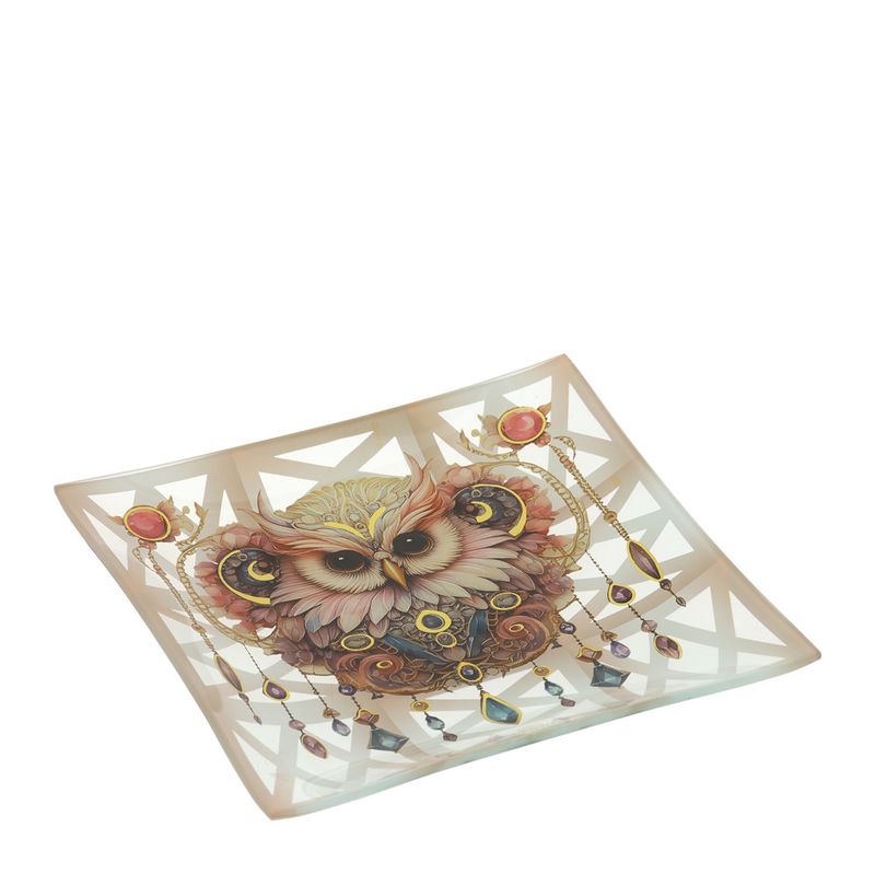 PIATTO VETRO CIVETTA ANIMALGEM 20X20CM