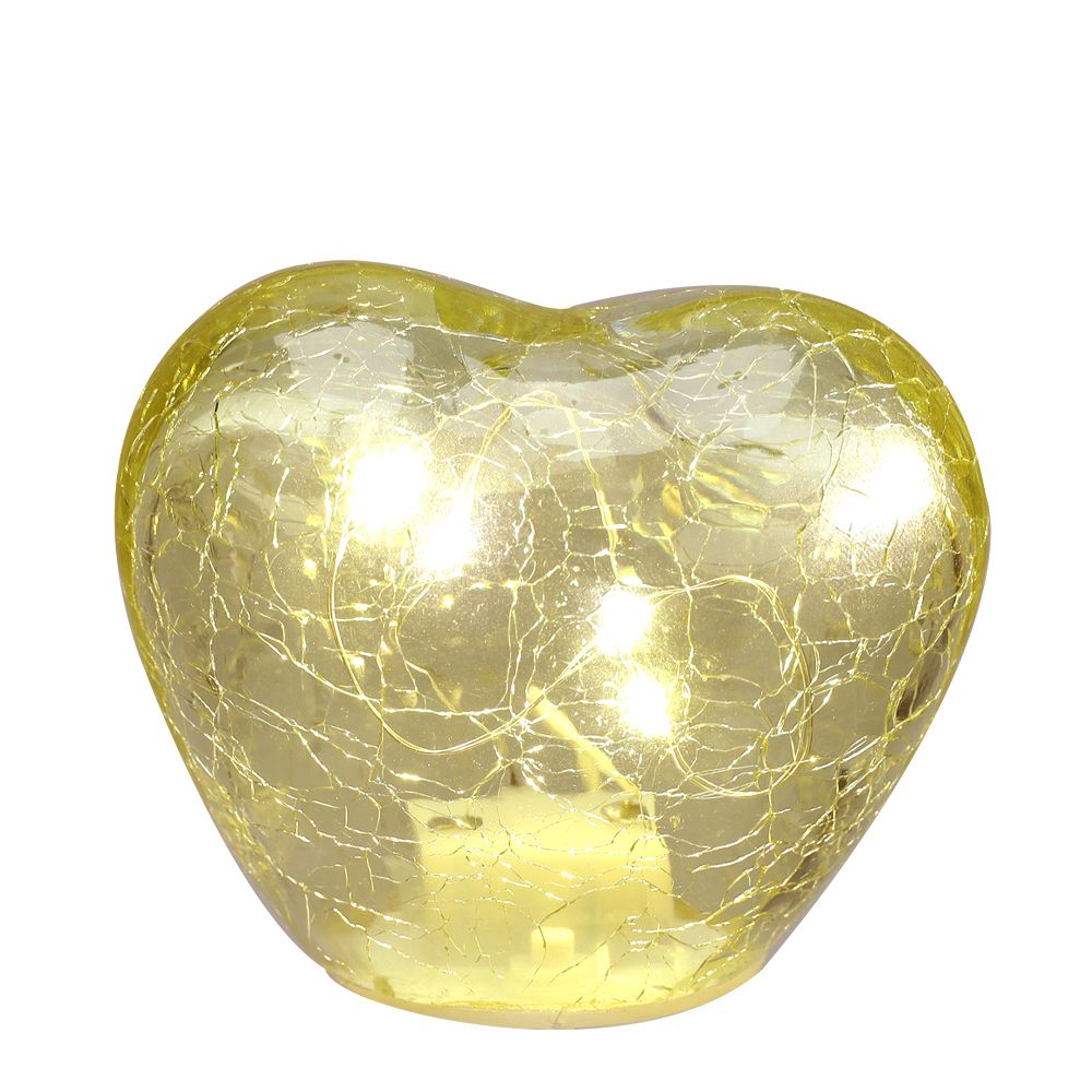 CUORE VETRO CRACK LUCE LED 8CM