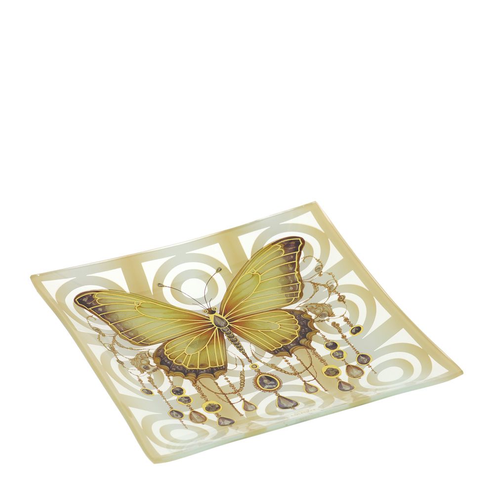 PIATTO VETRO FARFALLA ANIMALGEM 20X20CM