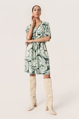 Soaked - Arowe Dress (Loden Green Marble Print)