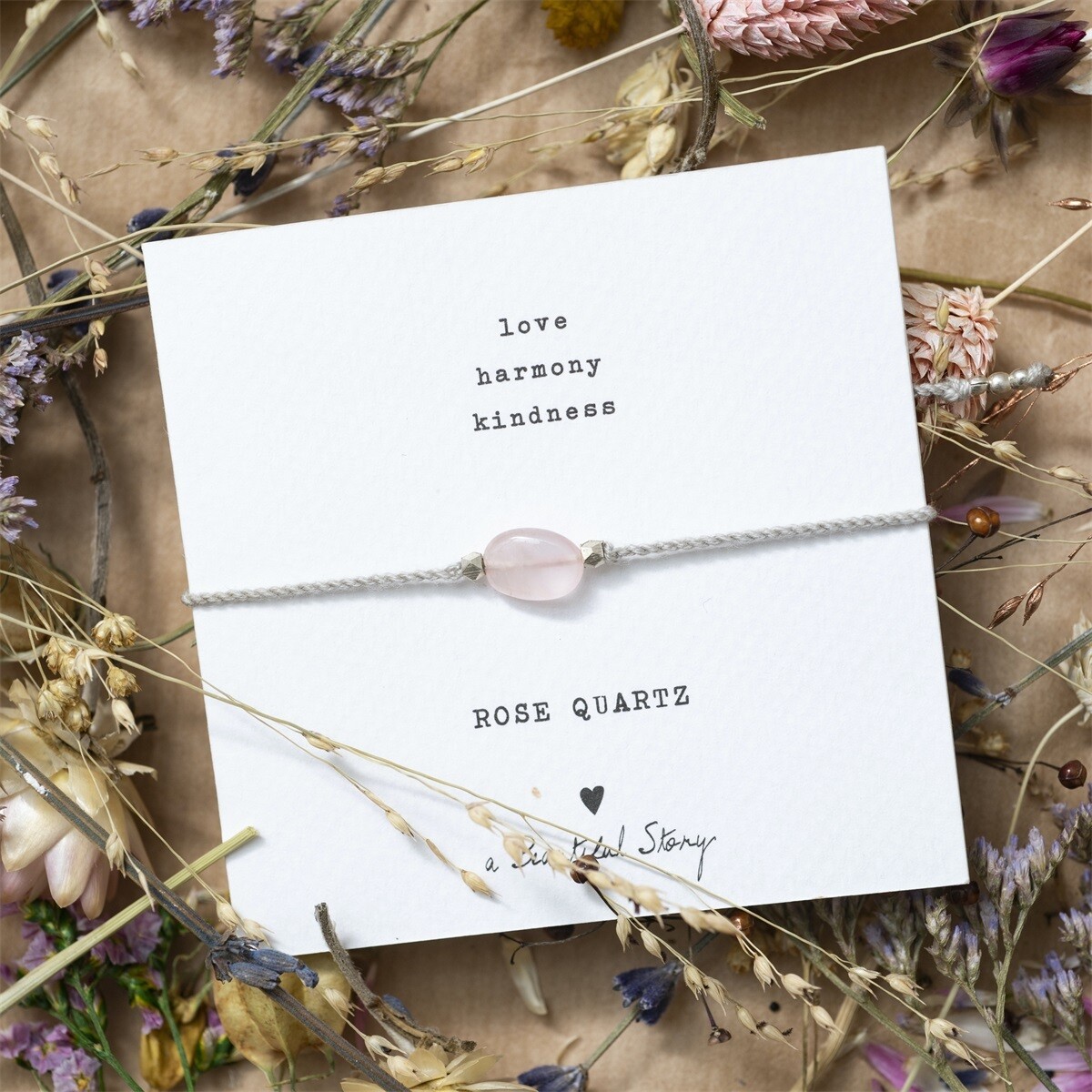 A Beautiful Story - Gemstone Card Bracelet (Rose Quartz)