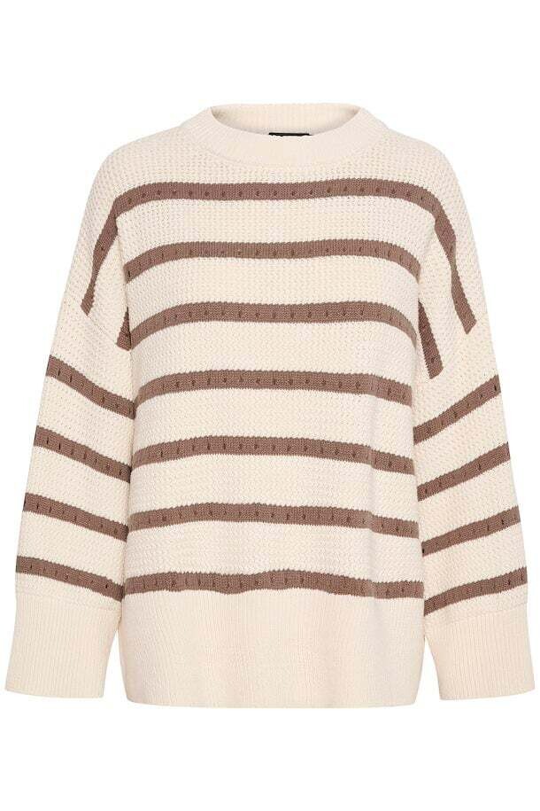 Soaked - Ravalina Stripe Pullover (White an Walnut Stripe)