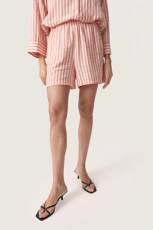 Soaked - Belira Shorts (Hot Coral Stripes), Größe: XS