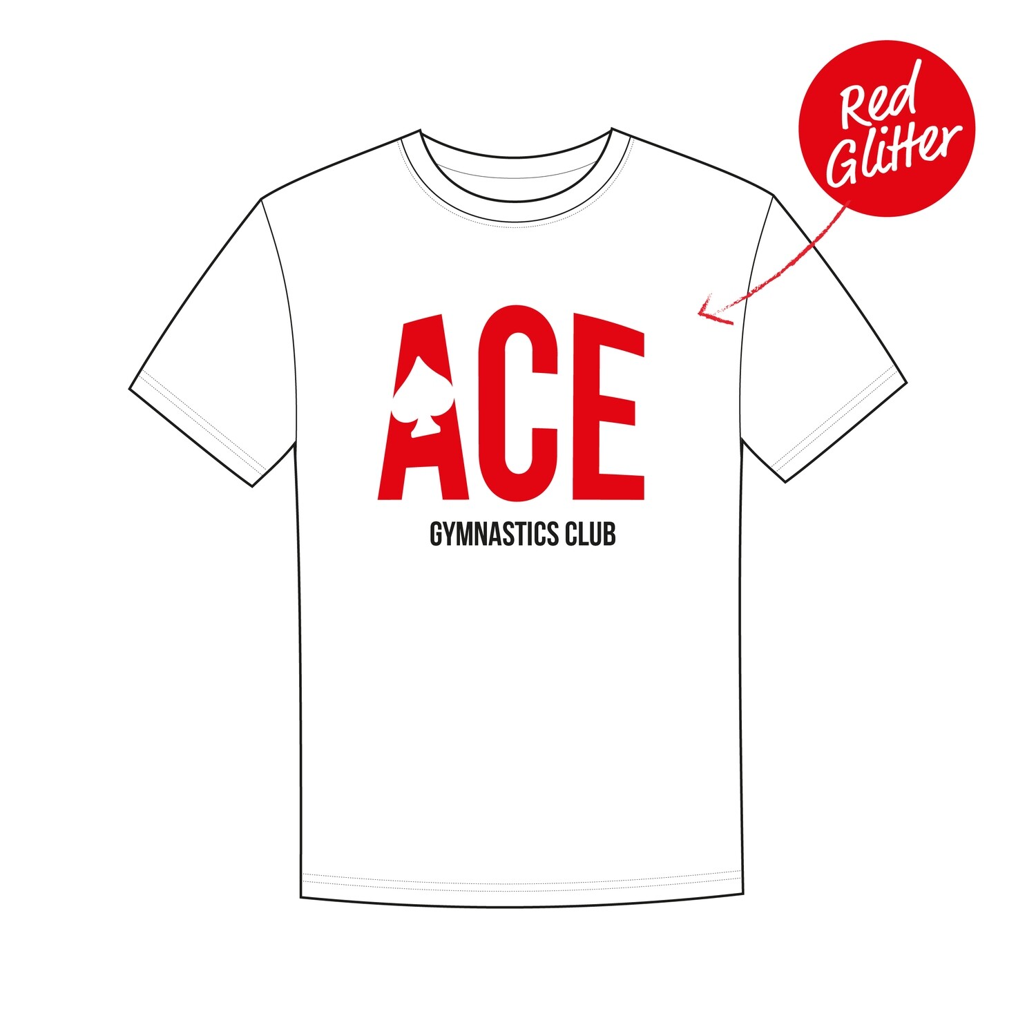 Ace New Brand White 'Glitter Red' T-Shirt Ace New Brand White 'Glitter Red' T-Shirt