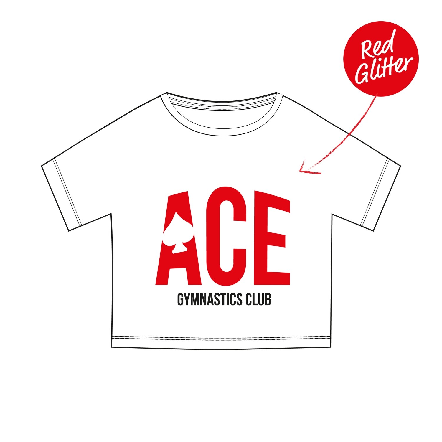 Ace New Brand White 'Glitter Red' Cropped T-Shirt Ace New Brand White 'Glitter Red' Cropped T-Shirt