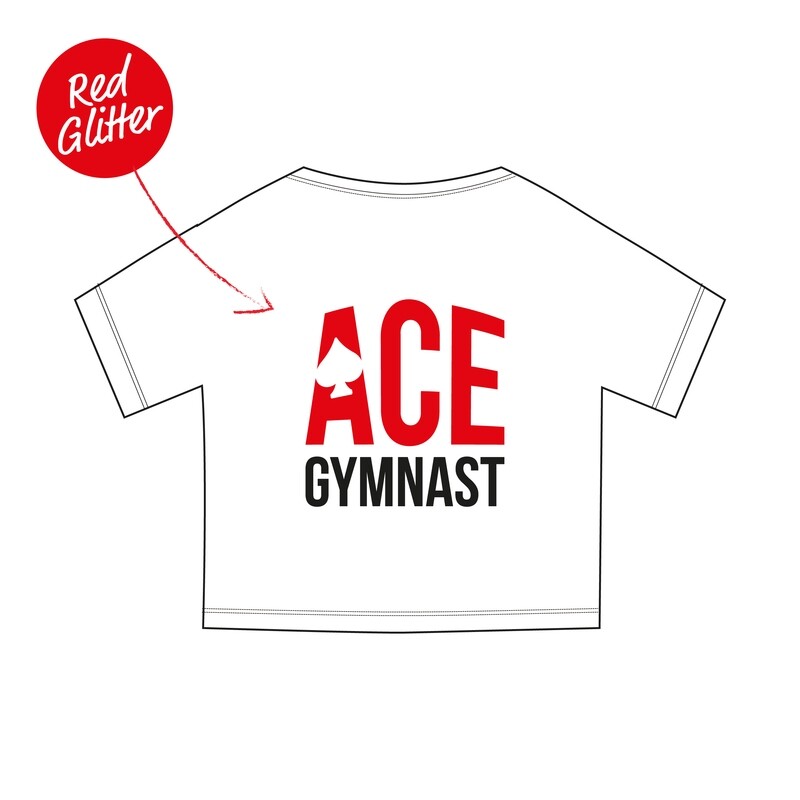 Ace New Brand White 'Glitter Red' Cropped T-Shirt