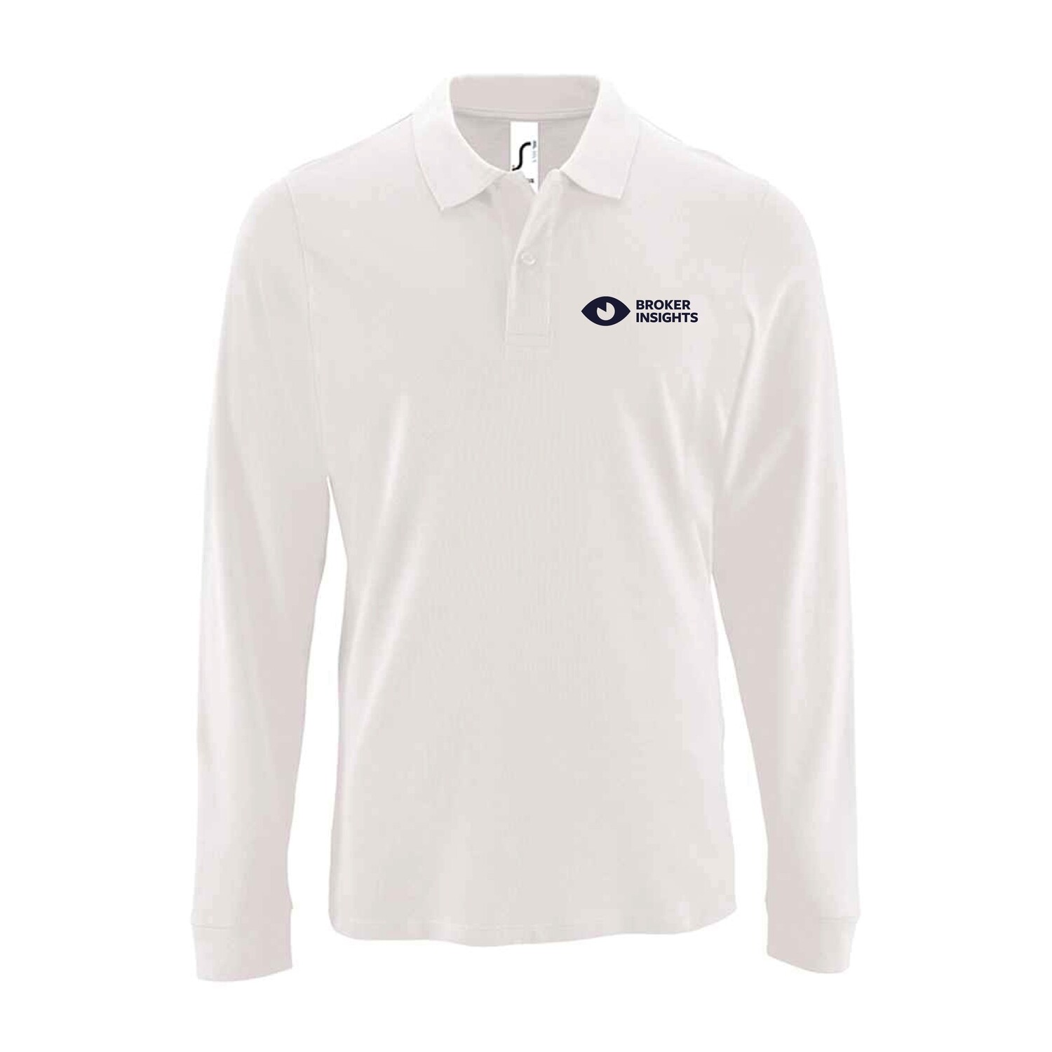 Broker Insights - SOL'S Long Sleeve Piqué Polo Shirt - White Broker Insights - SOL'S Long Sleeve Piqué Polo Shirt - White