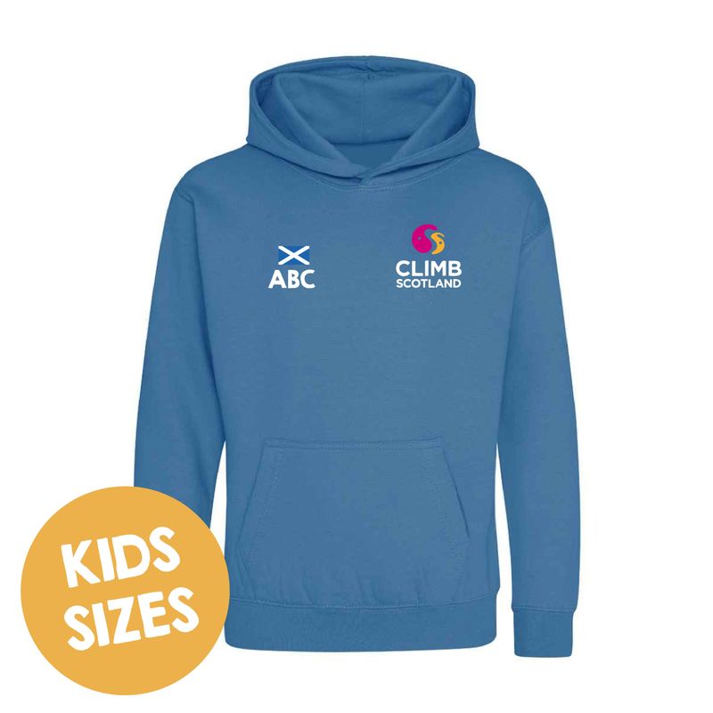 ClimbScotland Youth Climbing Team 2025 Hoodie – Sapphire Blue (Kids sizing) ClimbScotland Youth Climbing Team 2025 Hoodie – Sapphire Blue (Kids sizing)