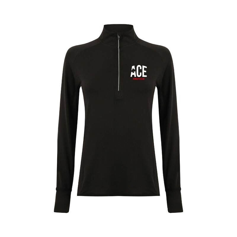 Ace 1/4 Black Zip Up Top