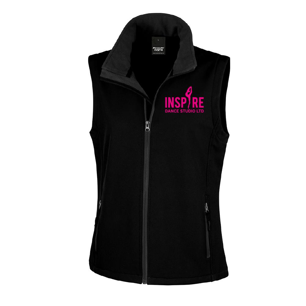 Inspire LADIES Black Soft Shell Bodywarmer Inspire LADIES Black Soft Shell Bodywarmer