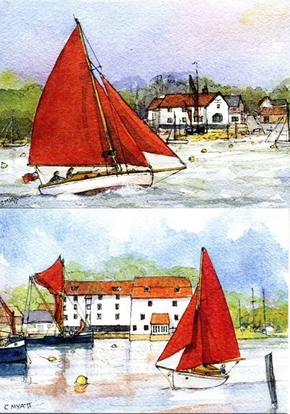 Nancy Blackett "Pin Mill" and "Woodbridge" Greetings Cards Twin-Pack