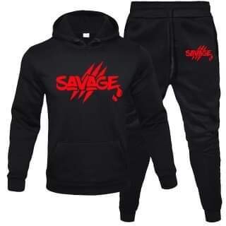 Black &quot;SAVAGE&quot; Jogger Set