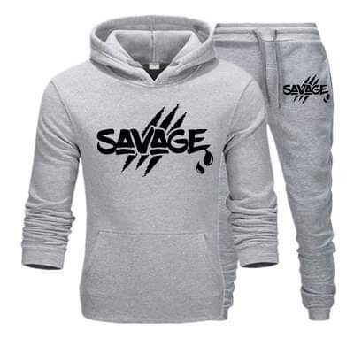 Gray &quot;SAVAGE&quot; Jogger Set