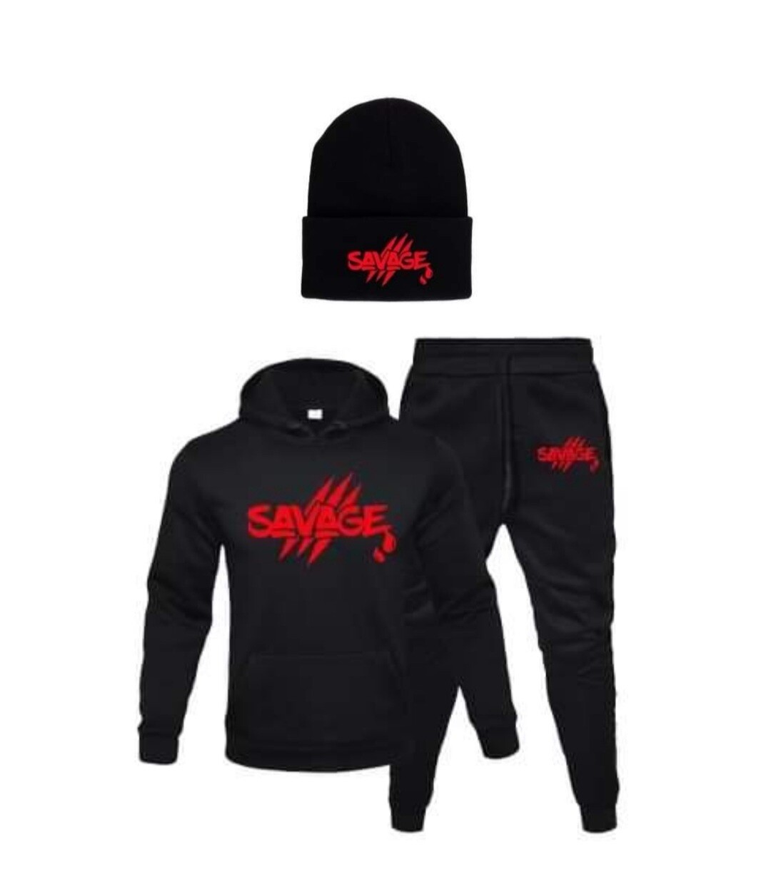Total &quot;SAVAGE&quot; Jogger Set w/ Beanie