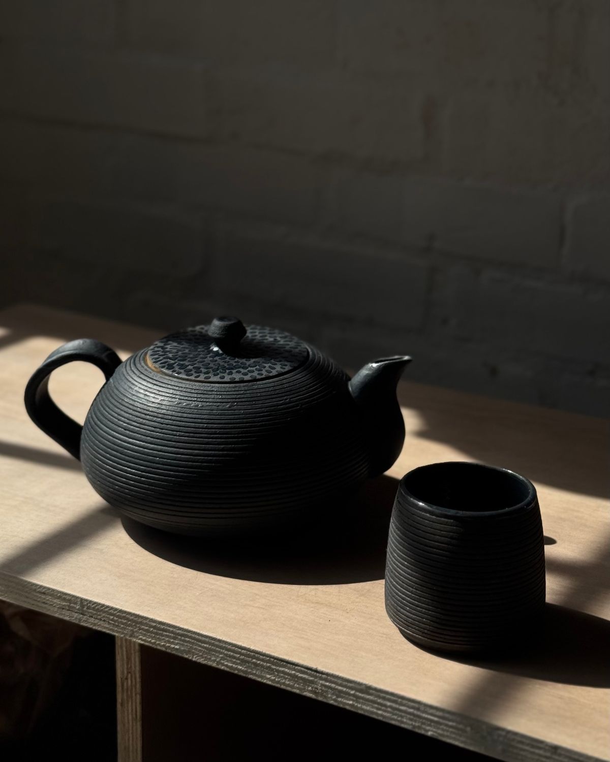 Satin black tea set