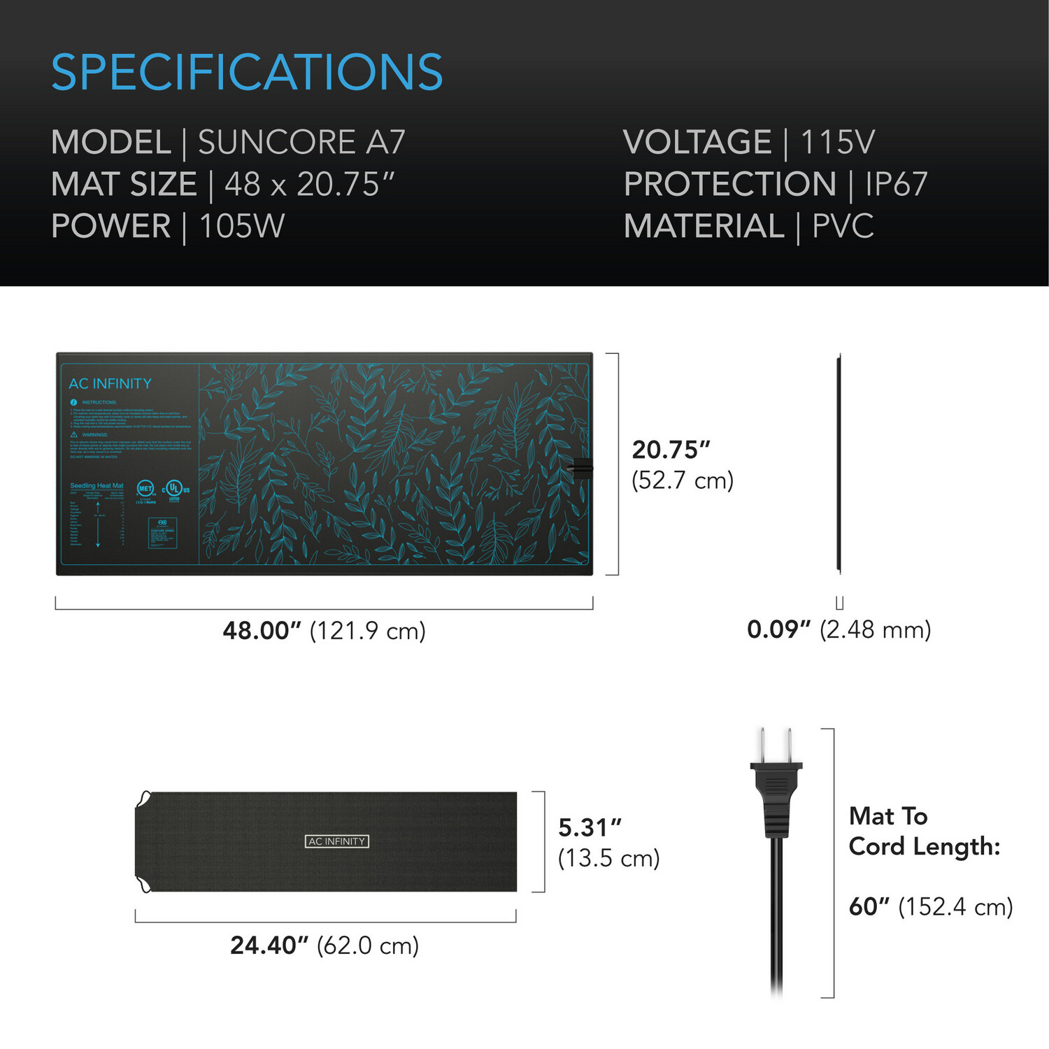 AC Infinity Suncore A7 Seedling Heat Mat