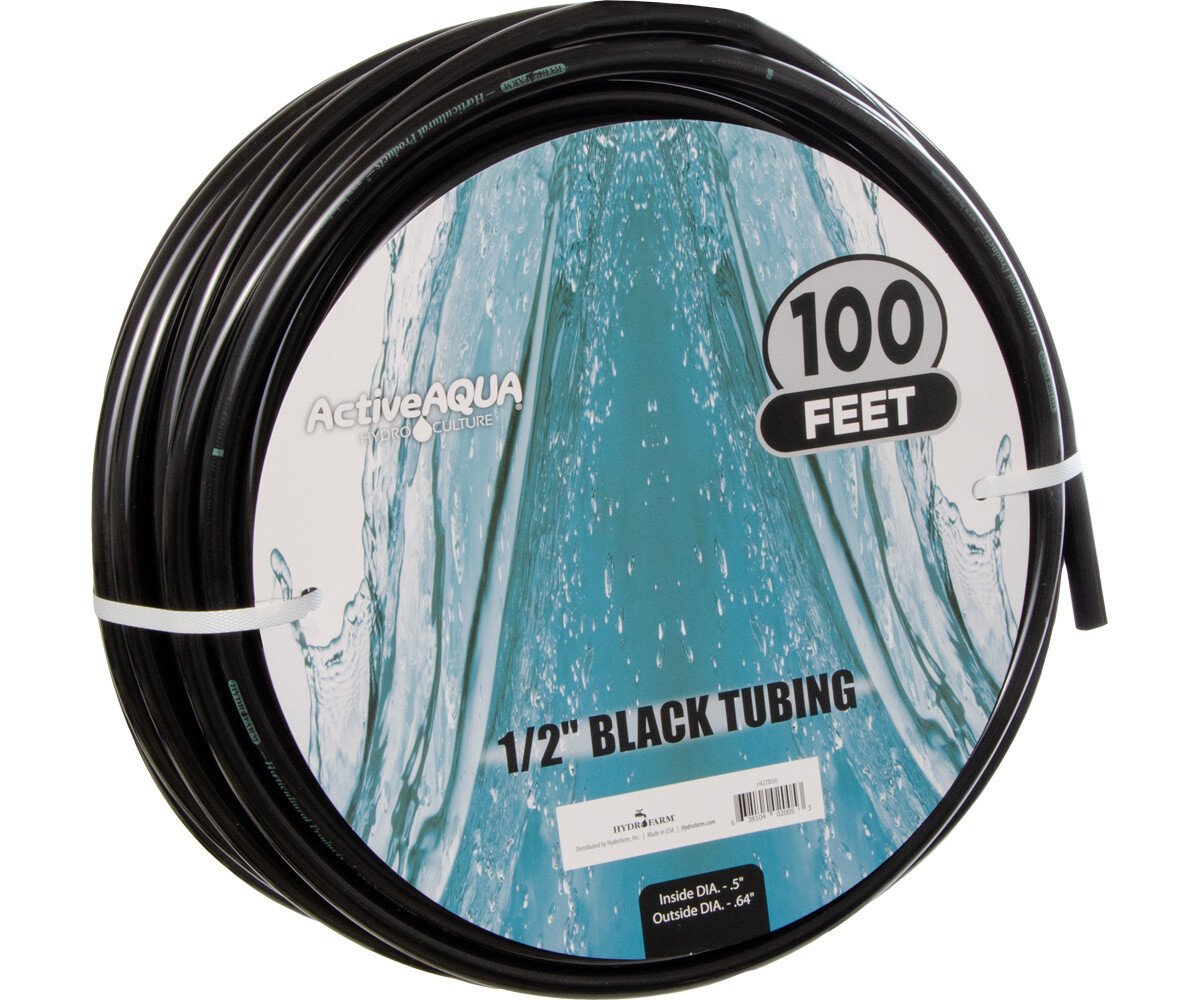 Active Aqua 1/2" ID Black Tubing 100'