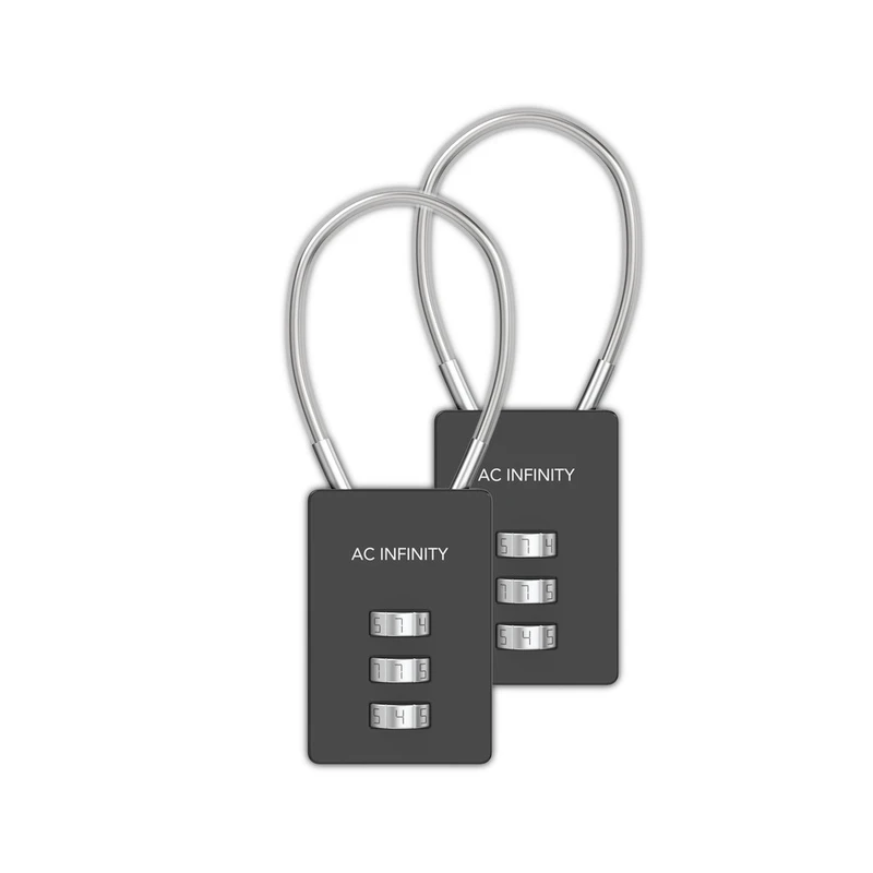 AC Infinity Combination Lock, Flexible Steel Cable Loop 2-Pack