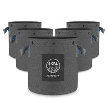 AC Infinity 5-PACK HEAVY DUTY REUSABLE FABRIC POTS, 5 GALLON