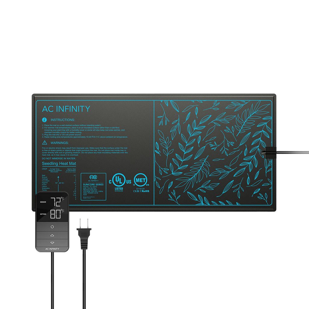 SUNCORE H3 10&quot; X 20.75&quot; Seedling Heat Mat with Heat Controller, IP-67 Waterproof