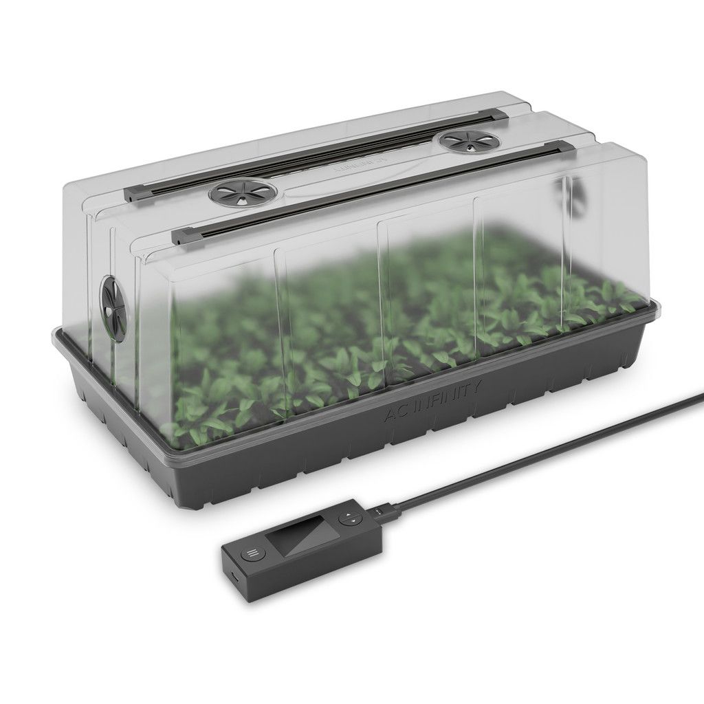 AC Infinity Humidity Dome, Germination Kit with LED Grow Light Bars, 6x12 Cell Tray